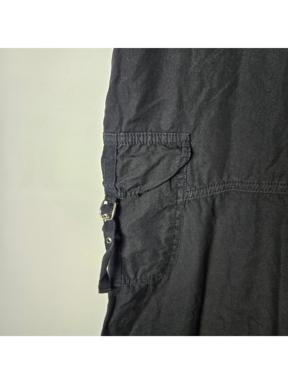 XCVI Wearables Asymmetrical Cinched Drawstring Cargo Midi Skirt Size L Black - Picture 5 of 9